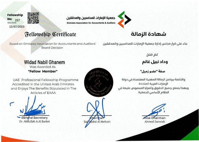 Scan of certificate: Fellowship Certificate - Fellow Member